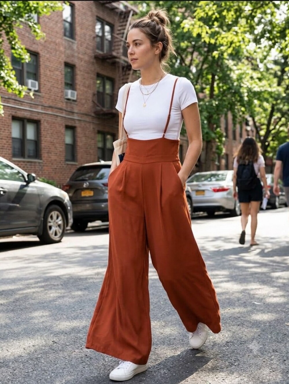 Style Rack Rust Spaghetti-Strap Wide-Leg Jumpsuit